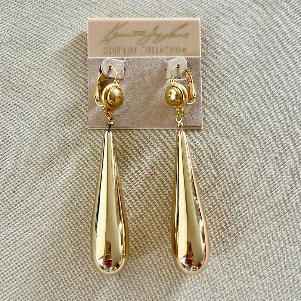 Kenneth Jay Lane Elegant Gold Drop Earrings